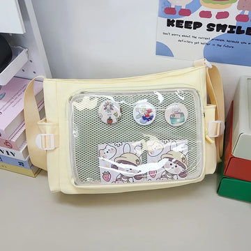Xajzpa Preppy Style Candy Colour Cute Shoulder Bag Anime Expo Transparent Badge Display Messenger Bag Women Doll Itabag Crossbody Bag